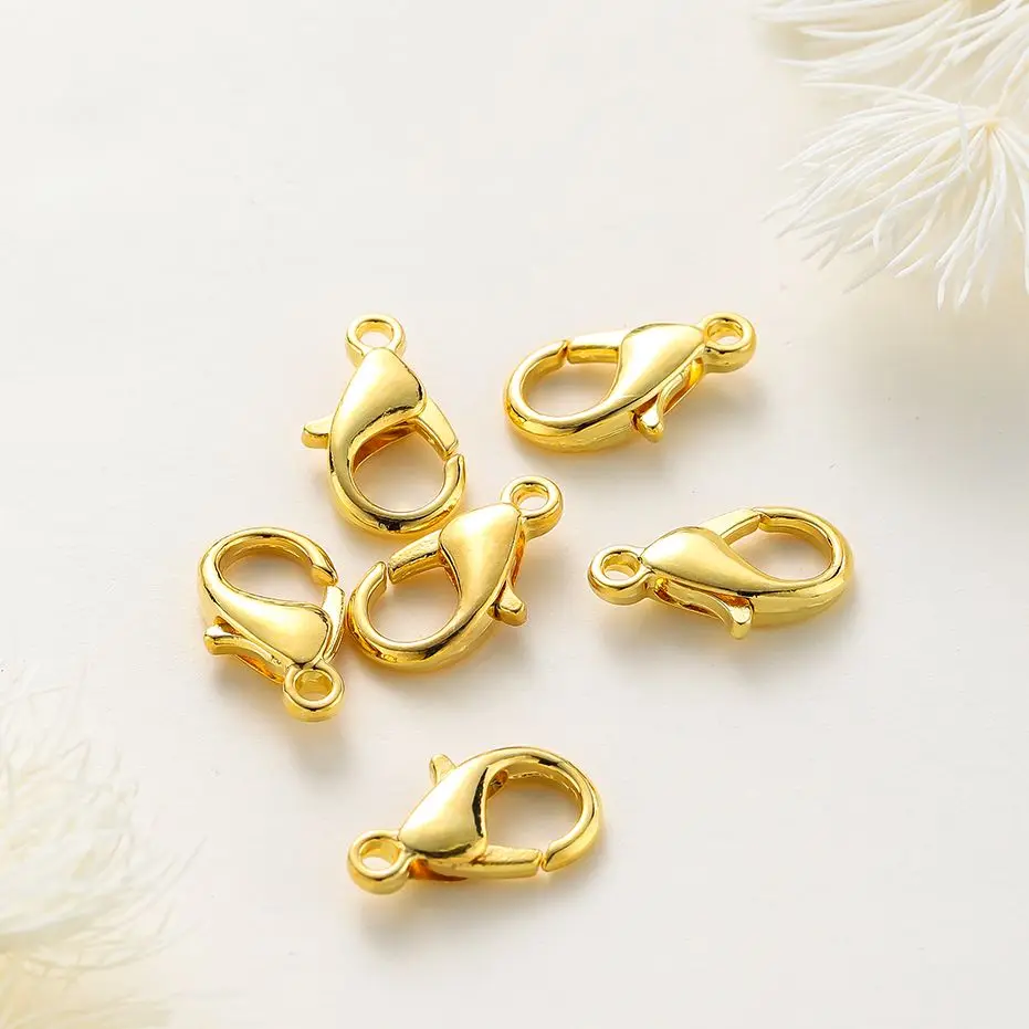 14K 18K Gold Plated Necklace Extender Chain Lobster Clasps Jump Ring Connectors Clips For DIY Jewelry Bag Craft Making 10pcs/lot