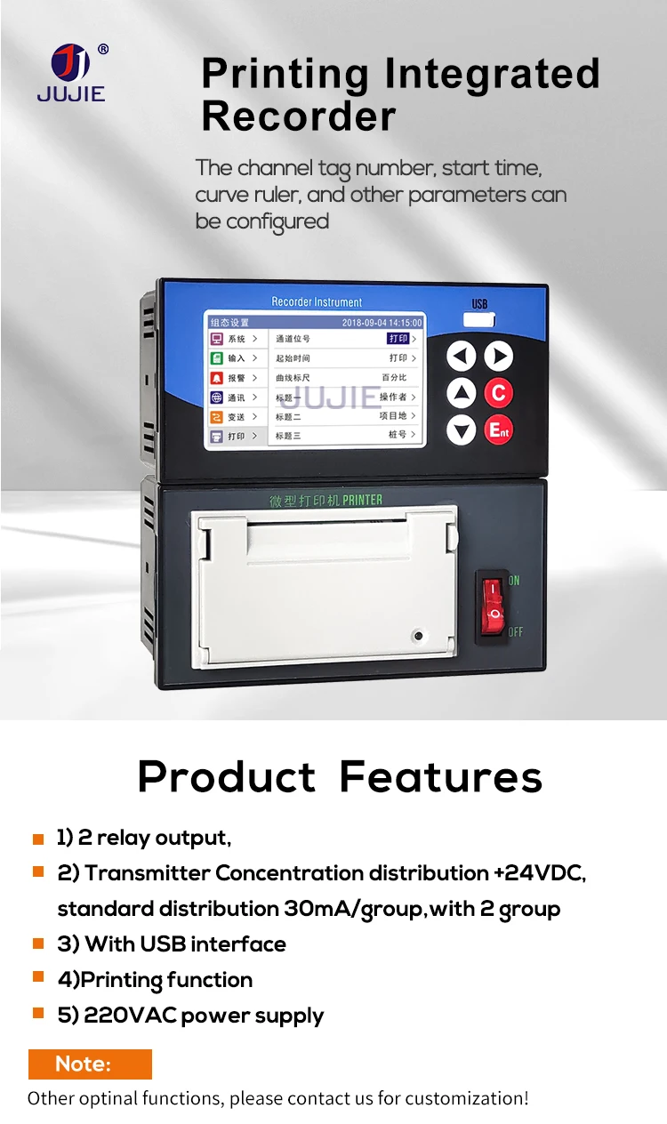 RS485 Paper Data Logger with Data Printing Function Temperature Pressure Humidit