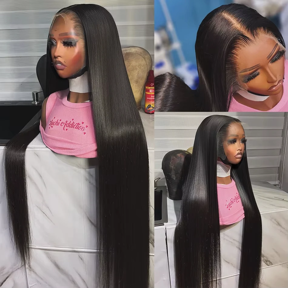 200 Density Bone Straight 13x4 13x6 Lace Frontal Human Hair Wig 30 40 Inch Preplucked Brazilian 5x5 Glueless Lace Closure Wigs