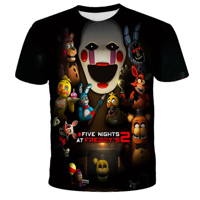 2022 Summer New 3D freddy Print T Shirts kids Tops Clothes Kids Cartoon Clothes Casual Comfortable five night freddy kids Tee harry potter t shirt
