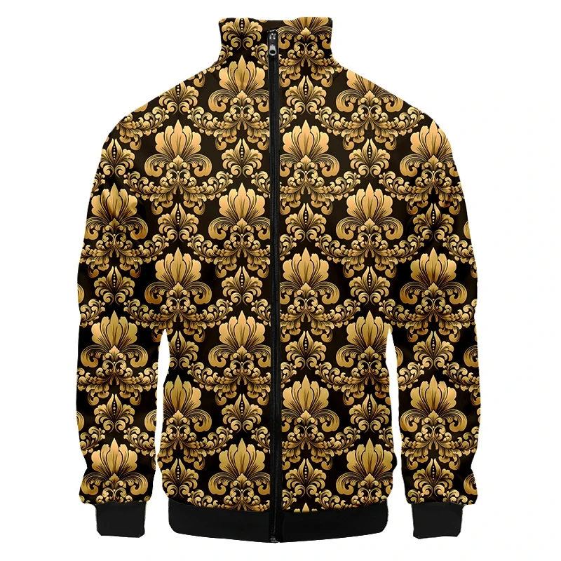 thumbnail image 1 of Nueva chaqueta de lujo con estampado dorado para hombre y mujer, chaqueta bomber para hombre y mujer, chaqueta con bolsillos y cremallera, abrigo de manga larga, chaquetas de primavera, 1 of 4