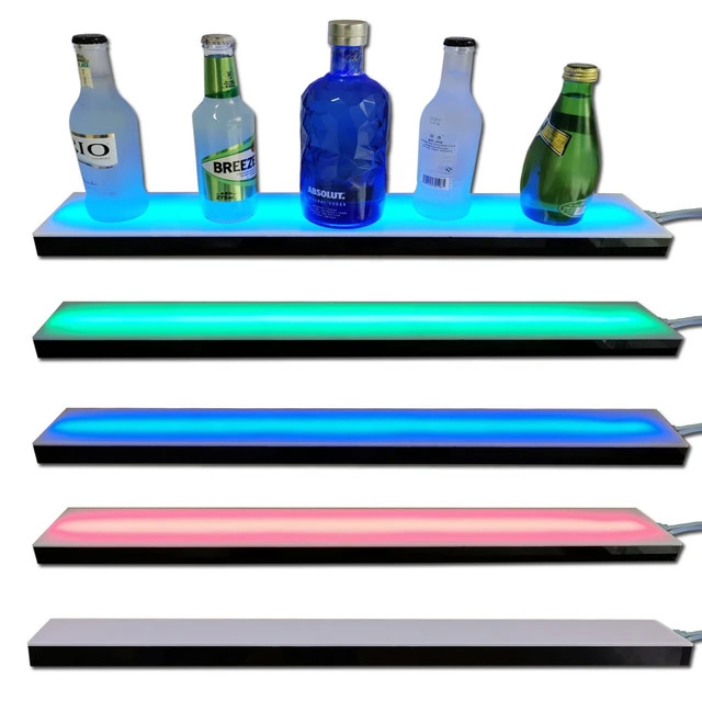 LED Bottle Display Shelf 18" 24" 30" 36" 48" inch Floating Lighting Bar