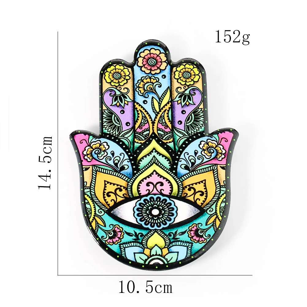 Handcrafted Colorful Ceramic Ornament - Hand of Fatima Wall Decor & Exquisite Feng Shui Gift