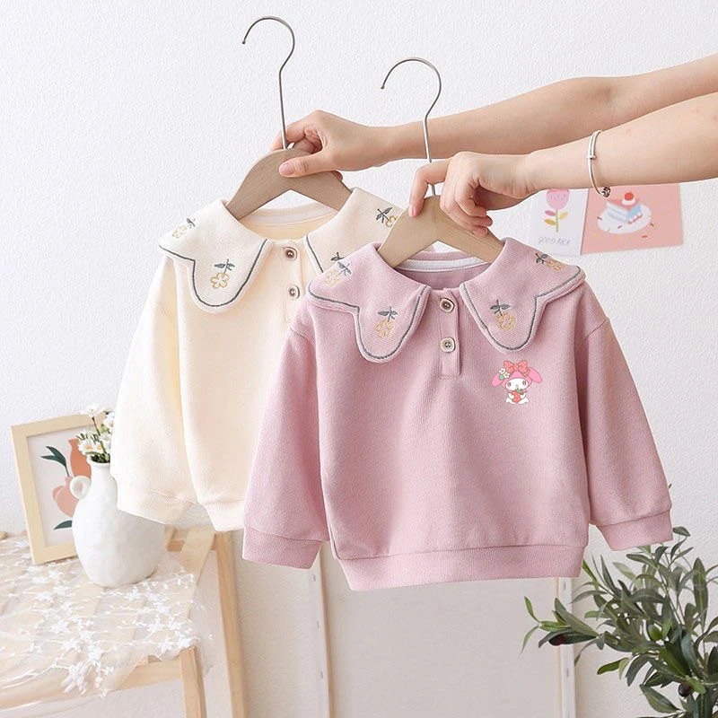 

Kawaii My Melody Cinnamoroll Children Sweatshirt New Anime Sanrio Spring Fall Cartoon Long-Sleeved Girls Tops Children's Gifts