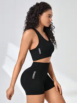 Ensemble de Yoga pour femmes, soutien-gorge et short, survêtement de Fitness sans couture, short de course, d'entraînement, gilet antichoc
