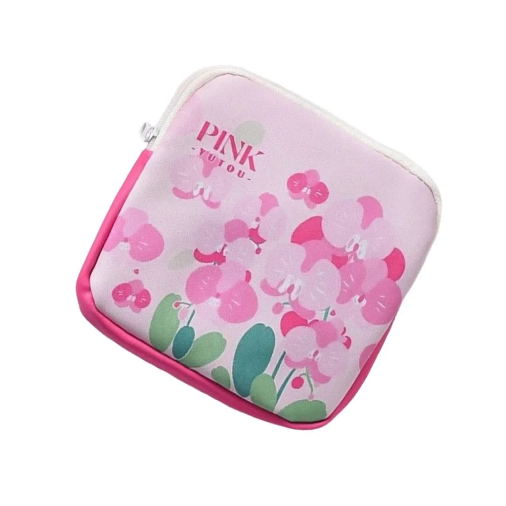 Floral Print Multipurpose PVC Cosmetic and Coin Storage Bag