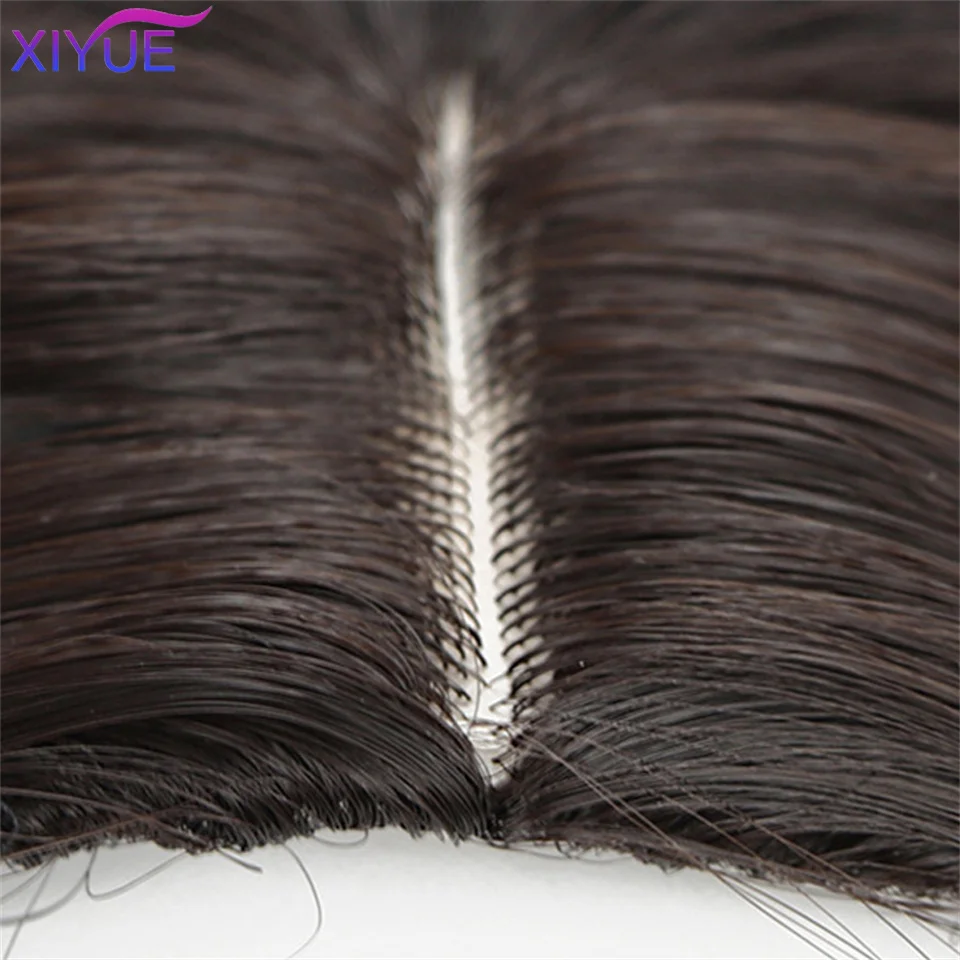 3D Synthetic Middle Part Bangs Straight Hair Topper With Bangs Invisible Seamless Hair Toupee For Women Clip In Hair Extensions