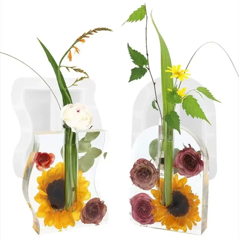 Wave-shaped Arch-shaped Test Tube Flower Device Cultivation Water Plant Mirror Silicone Mould DIY Crystal Epoxy Resin Mold
