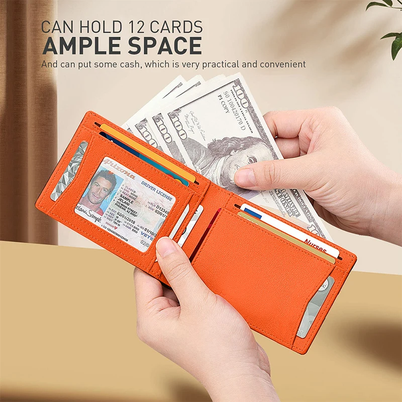 Carbon Fiber Leather Wallet Men Airtag Wallets Purse Credit Card Holder for Air Tag
