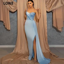 

LORIE Sweetheart Mermaid Evening Dresses 2022 Elegant Lady Robe Soirée Femme Sexy Side Split Sequins Sky Blue Vestidos De Noche