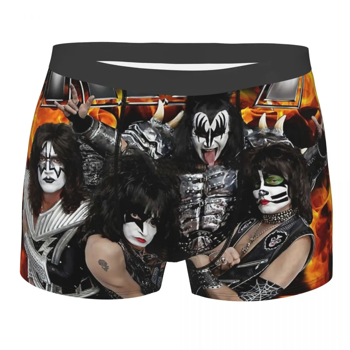 KISS With Logo And Band Underpants Breathbale Panties Male Underwear Print Shorts Boxer Briefs