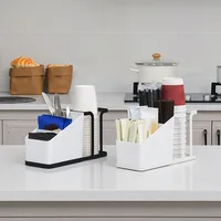 Disposable Cup Holder Rack Shelf For Coffee Paper Cup Spoon Fork Straw Sugar Tea Bag Storage Box Cup Container Desktop Storage 1
