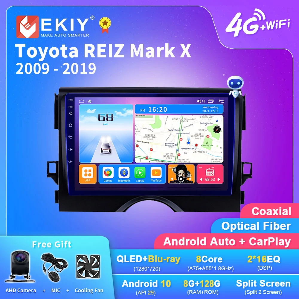 

EKIY T7 QLED Android 10 Car Radio For Toyota REIZ Mark X 2009 - 2019 Stereo Multimedia Video Player Auto Navigation GPS 2Din DVD