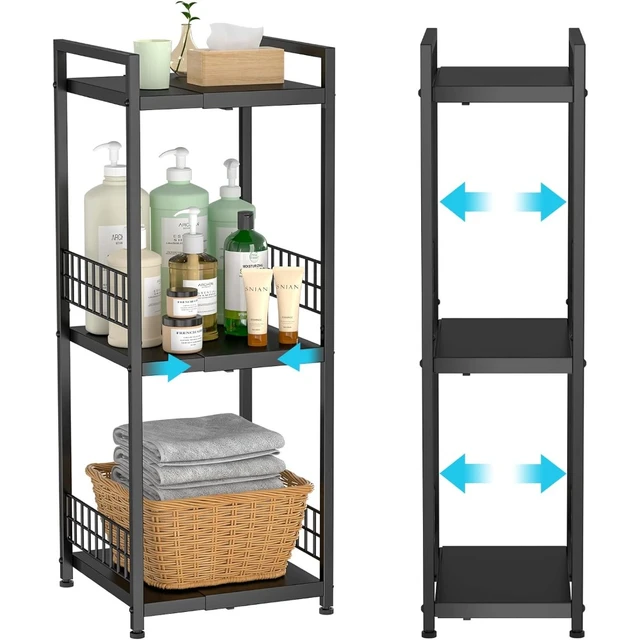 Bathroom Storage Shelf Freestanding 4 Tier Small Shelving Unit Organizer,  Black