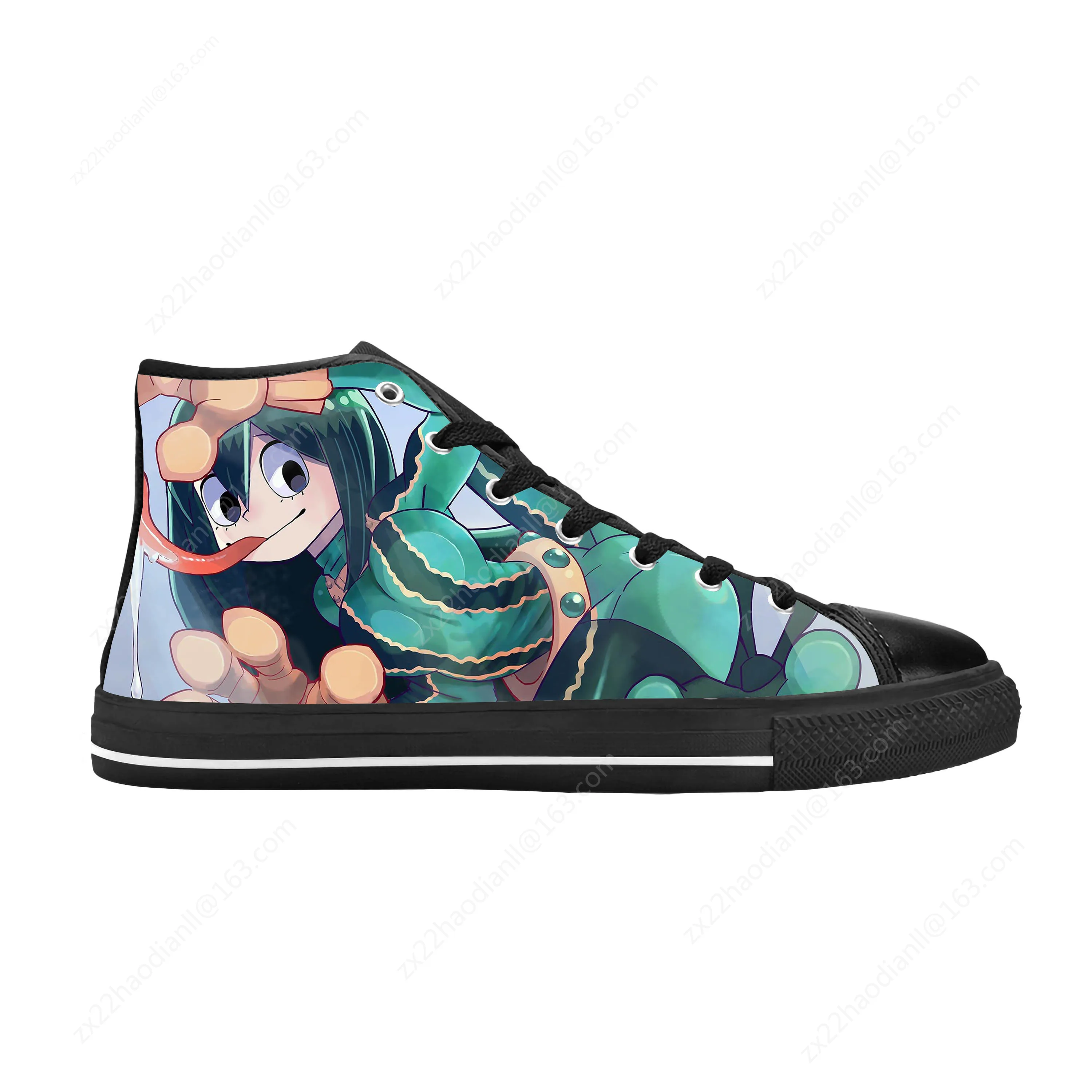 Japanese Anime My Hero Academia Asui Tsuyu Froppy Casual Cloth Shoes High Top Comfortable Breathable 3D Print Men Women Sneakers
