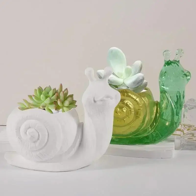 New Handmade Snail Shape Molds Creative Crystal Glue Cute Silicone Mold Flower Potted Desktop Storage Box DIY Resin Plaster Mold