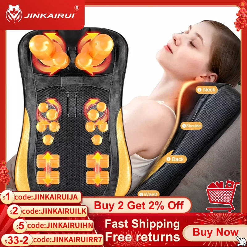 Electric Shiatsu Massage Pillow with Heat for Neck and Back Pain Relief