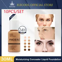 PHOERA 10PCS Face Liquid Foundation Set Matte Foundation Base Face Concealer Oil-control Cosmetic Dropshipping Makeup TSLM1 1