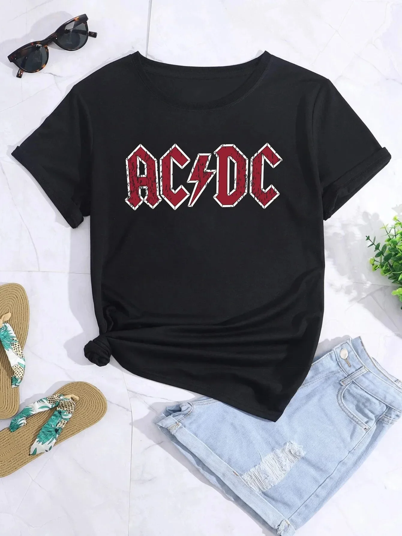 100-Cotton-T-shirt-Graphic-Ac-Dc-Printed-Summer-Letters-T-Shirt-Fashion ...