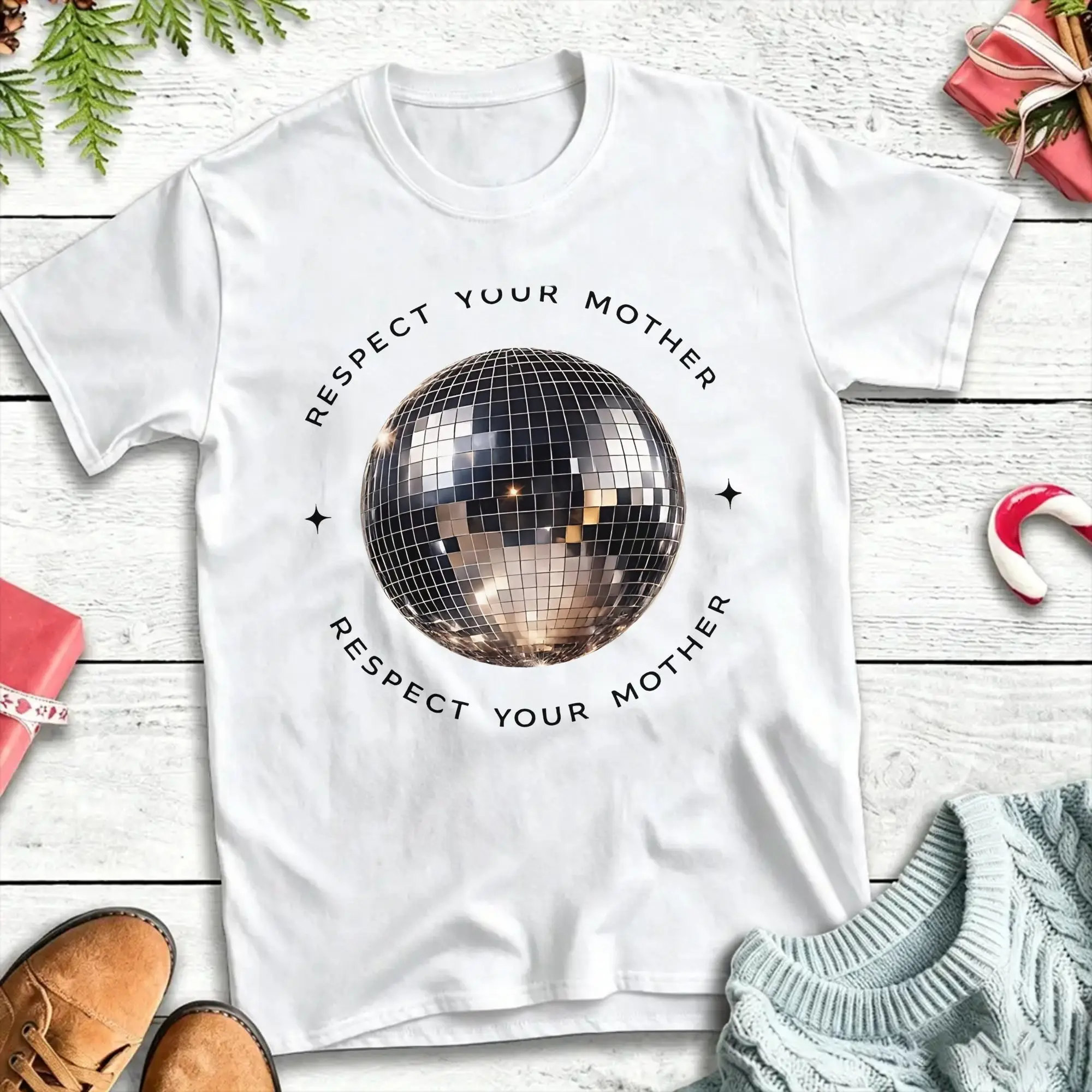 T-Shirt Harrys Styles Respect Your Mother Disco Ball, 100 % Baumwolle, kurzärmelige T-Shirts, Rundhalsausschnitt, Kleidung, Geschenkidee