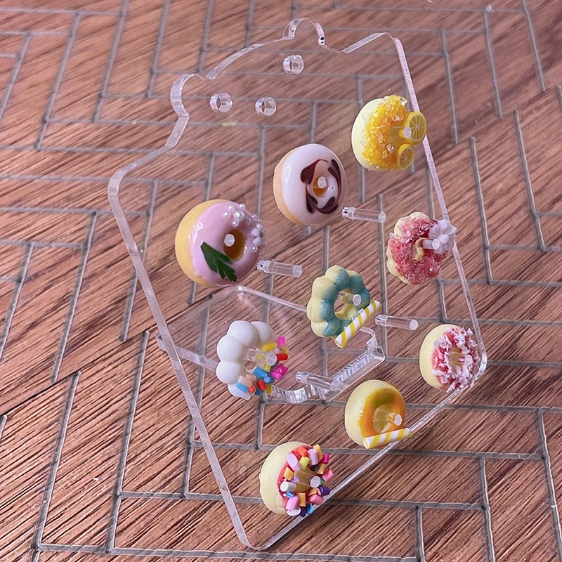 

1:12 Dollhouse Cake Display Shelf Cartoon Shelf Rack Donut Pastry Stand Model For Doll House Decor Kids Pretend Play Toys Gift