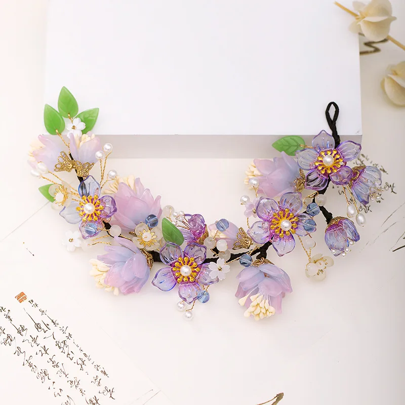 

Coiled Hair Headdress Original Design New Hairpin Gradient Glazed Epiphyllum Soft Hairpin Ancient Wrapped Unique Flower Hairpin