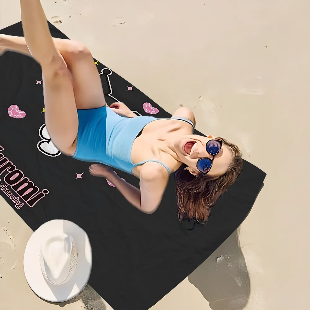 Cute Cartoon K-Kuromi Big Microfiber Beach Towels Quick Dry Towel Sand Beach Towels Pool Towel For Travel Swim Pool Yoga 3