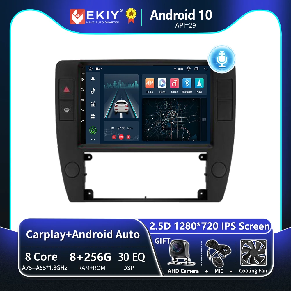 

EKIY T8 8G 256G для Volkswagen Passat B5 2000 2001 2002 2003 2004 2005 Автомобильный радиоприемник Мультимедийная система Магнитофон Навигация GPS Стерео Авто Android Carplay Wireless No 2 Din DVD Головное устройство