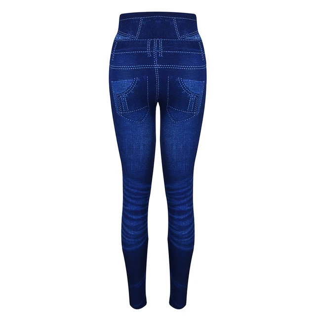 M XXL Faux Denim Leggings femmes vêtements été taille haute jean surdimensionné basiques pantalon femme décontracté mince pantalon 4