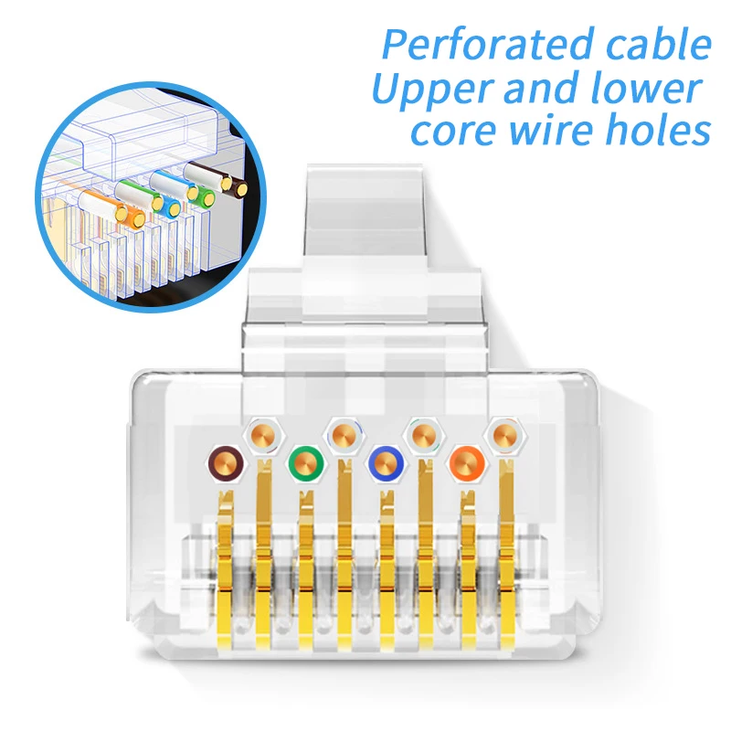 

Соединитель RJ45 Cat7 8P8C UTP/FTP позолоченный Модульный сетевой разъем Ethernet кабели Кристальные разъемы