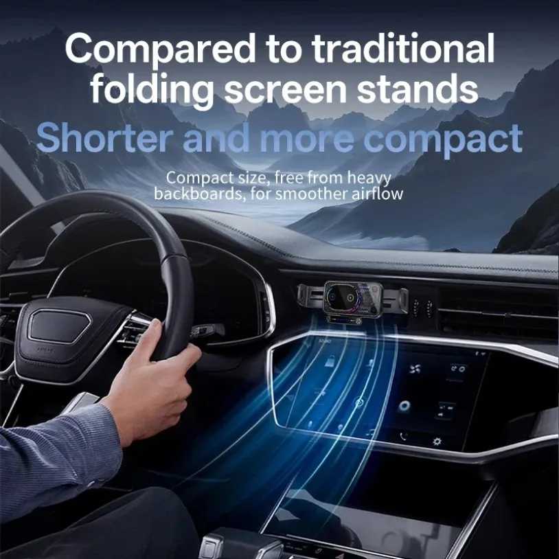 Wireless Car Charger RGB Light Dual Coil Rotation Auto-Clamping Fold Screen For Samsung Galaxy Z Fold 3-7 iPhone 16 15 Pro Max