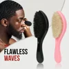 Super Free Logo Afro Pro Wave Brush Curve 360 Wave Brush Medium Texture Boar Bristles and Nylon Beard Brush 2