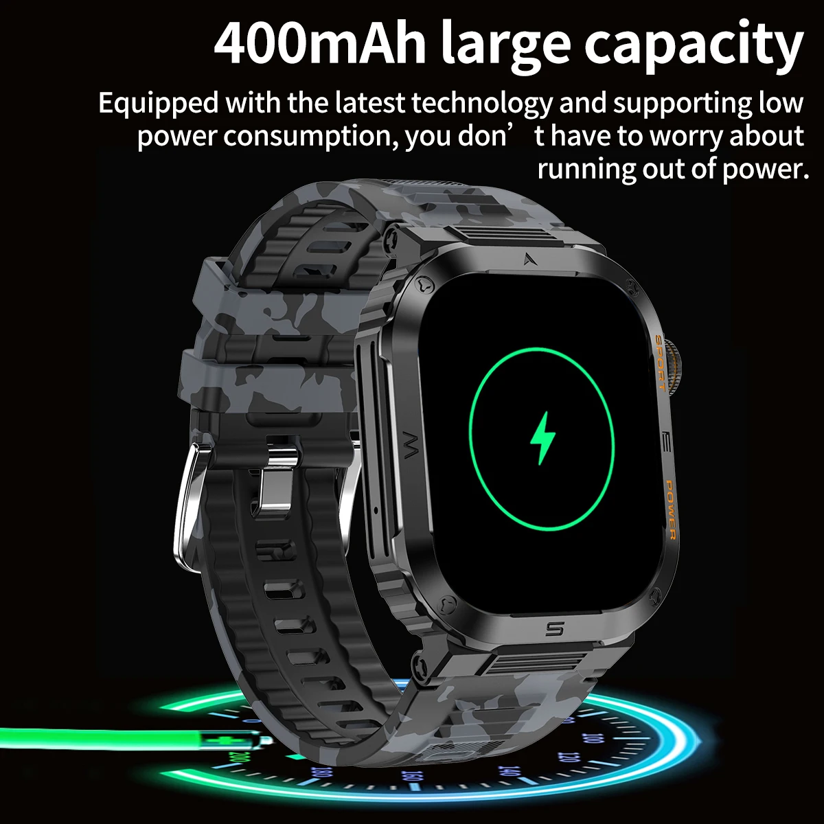 ����Ʈ ��ġ ���� 2.01 ��ġ ������ �ð� �������� ��ȭ ��Ʈ�Ͻ� Ʈ��Ŀ �ǰ� ����� IP68 ��� 400mAh ���͸� Smartwatch