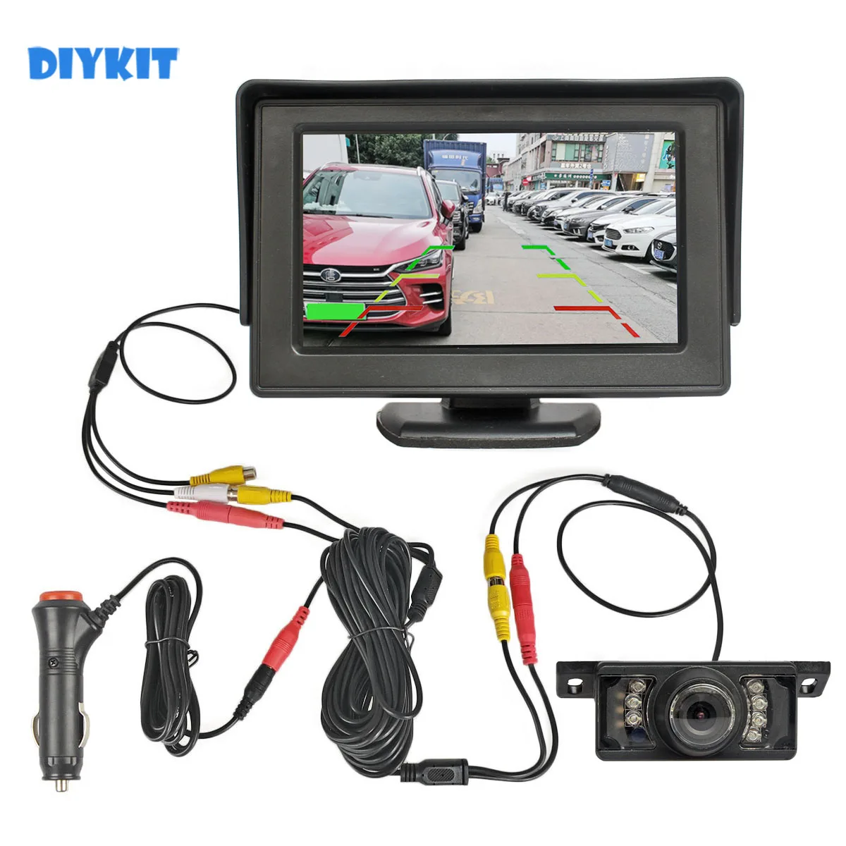 

Проводной цветной TFT ЖК-монитор DIYKIT 4,3 дюйма + HD ИК Ночное Видение HD камера заднего вида Система помощи при парковке автомобиля Комплект