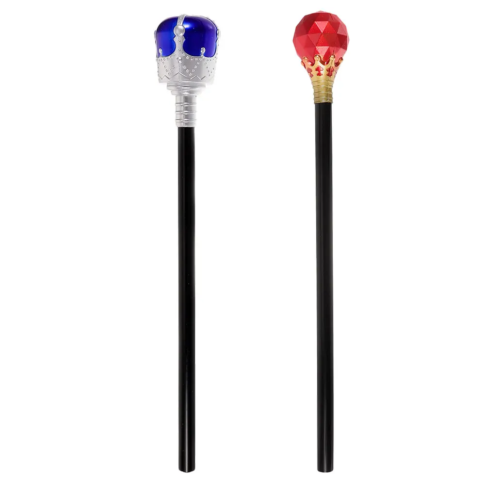King Scepters Halloween Props Cosplay Accessories Kids Toys Plastic Material Festive Atmosphere Role Play 2pcs