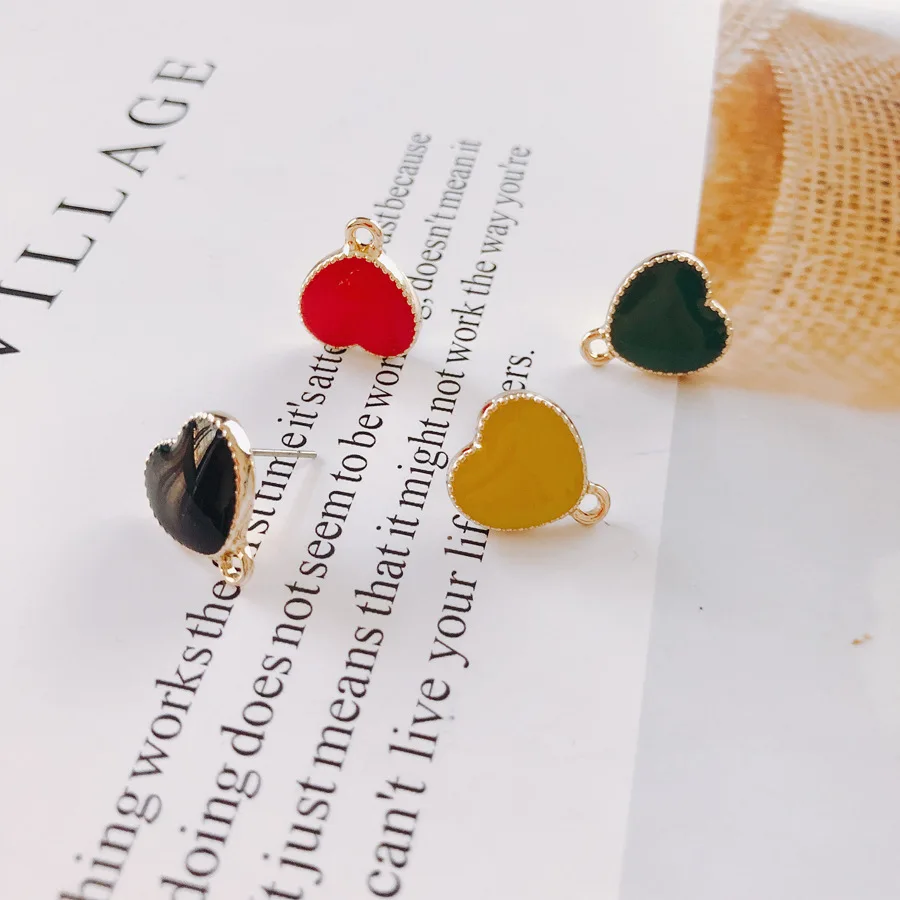 

10pcs Handmade Love Heart Earirngs Base Alloy Stud Earrings Connectors Diy Jewelry Making Findings Handmade Earring Settings