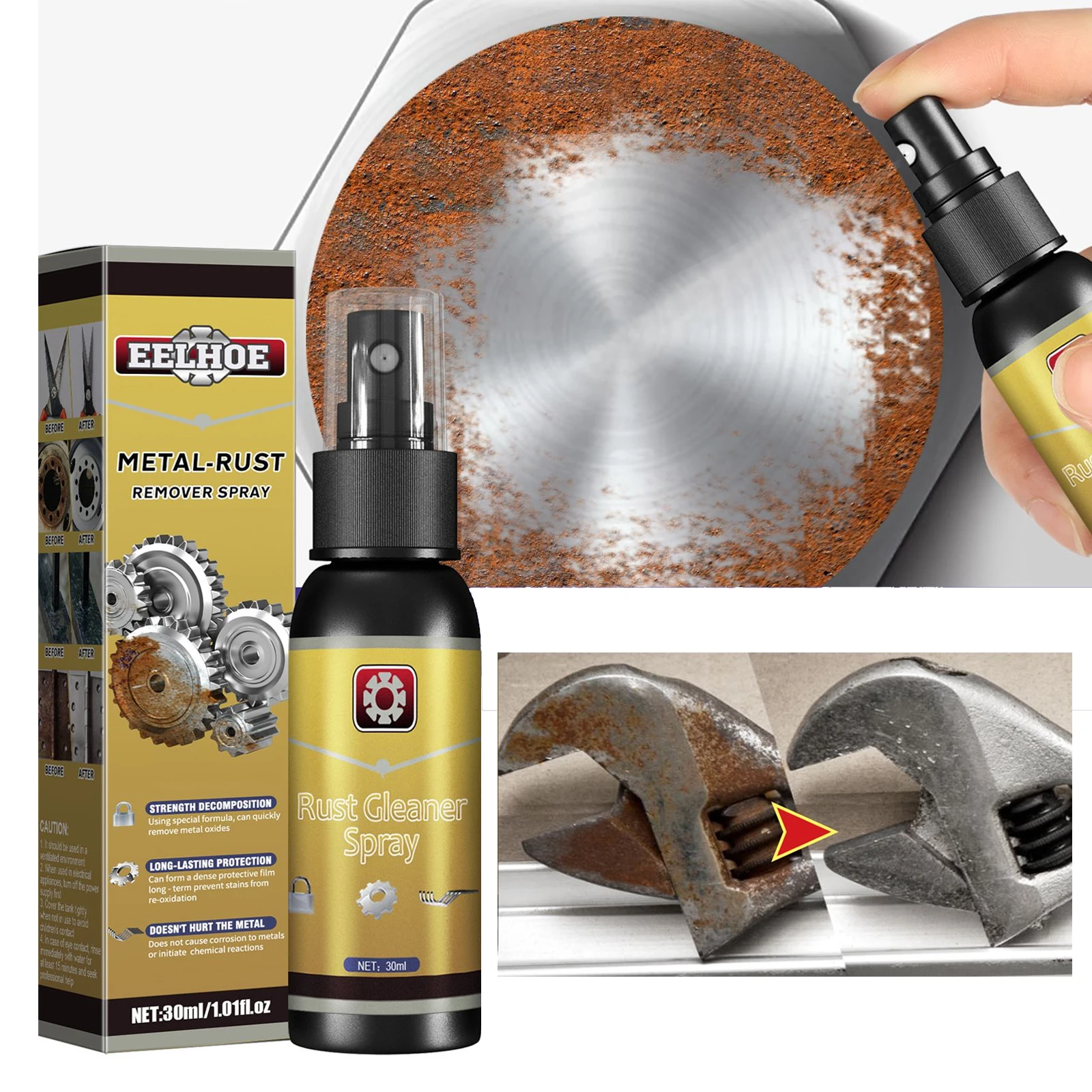 Multifunctional Rust Remover Spray Wheel Rim Metal Chrome Paint Parts Surface Polisher Anti rust