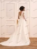 Classic Wedding Dresses 2025 A-Line Satin Bridal Gowns Full Sleeves Lace Appliques Elegant Robes Vestidos De Novia Customized 2