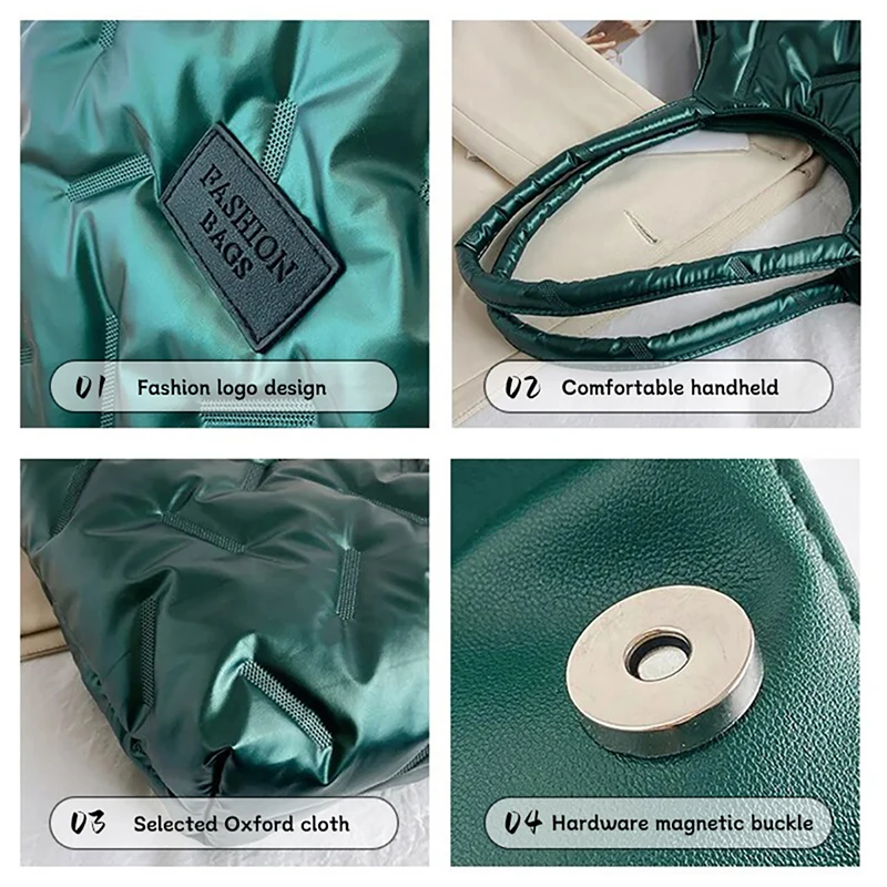 Women's Bags Cotton Filled Tote Bag Commuting Handbag Woman Designer Style Single Shoulder Underarm Bag Senior Large Capacity