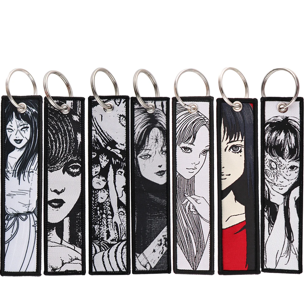 Horror Anime bestickt coole Schlüsselanhänger Schlüsselanhänger Frauen Cartoon Schlüsselanhänger für Auto Motorräder Schlüssel Schlüsselanhänger Männer Halter Schmuck Geschenke