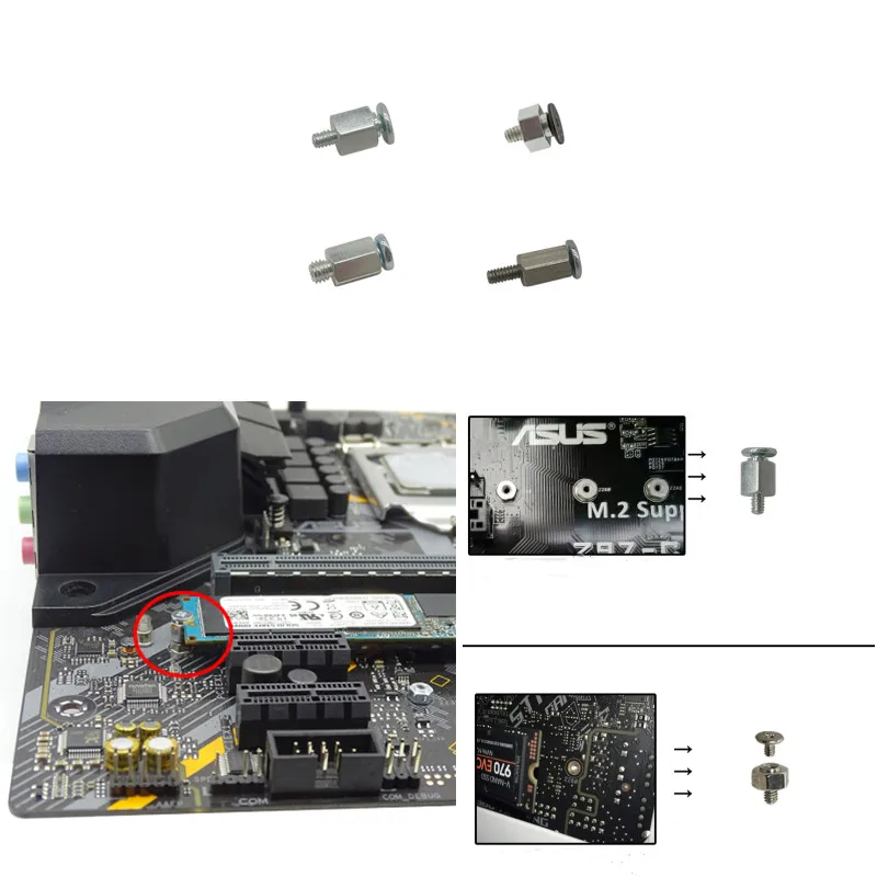 10sets Mainboard M2 Solid Screw M2 Hard Disk Screw Heat Sink Fixed Notebook Column Applicable for ASUS MSI Gigabyte Motherboards
