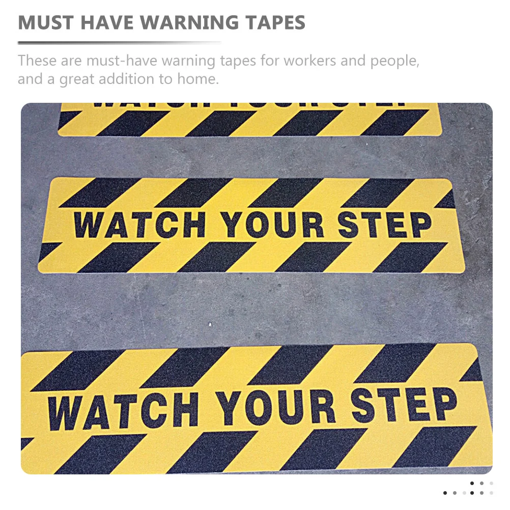 2 Pcs Anti Slip Tape Watch Your Step Warning Signs Safety Stickers Roadway Tape Steps Caution Wet Floor Sign Yellow