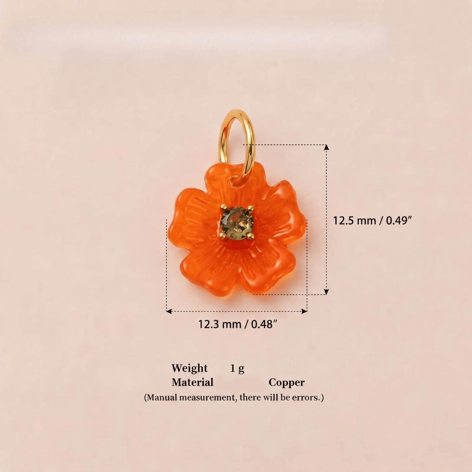 1 Stück Harz-Mehrfarben-Blumenanhänger, 18K vergoldeter Zirkonia-Messinganhänger für DIY-Halsketten- und Ohrringzubehör, Großhandel