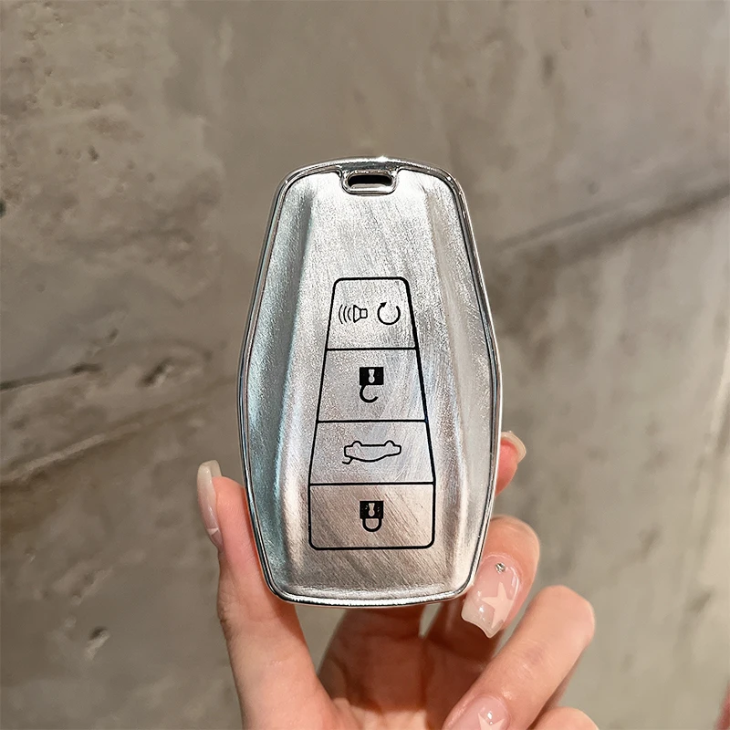 Luxury Car Key Case Cover with Keychain Attachment