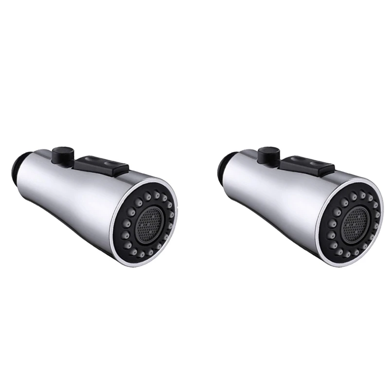 

2X Kitchen Sink Pull Down Faucet Spray Head Nozzle Pull Out Hose Sprayer Replacement Part Faucet Head - Chrome
