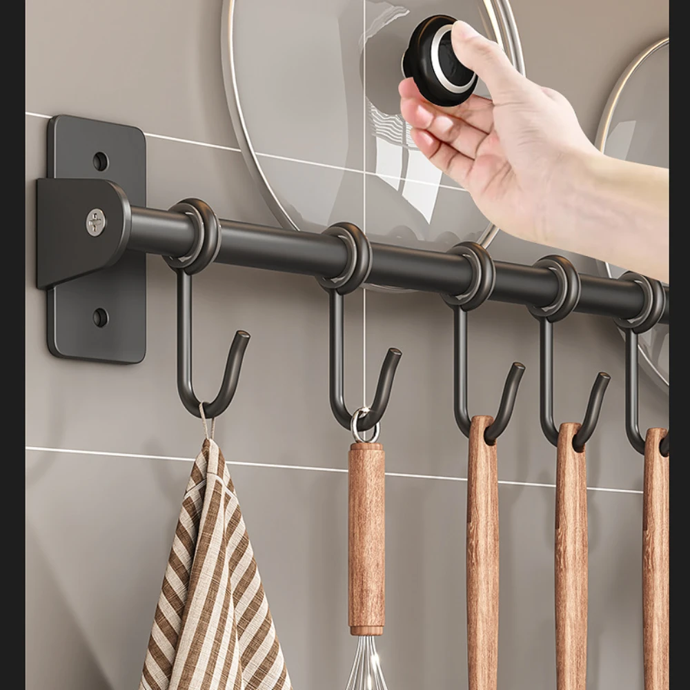 Kitchen Hook Rack Stainless Steel Wall Shelves Storage Utensils Holder Kitchen Accessories Organizer Wall storage rack no punch 5
