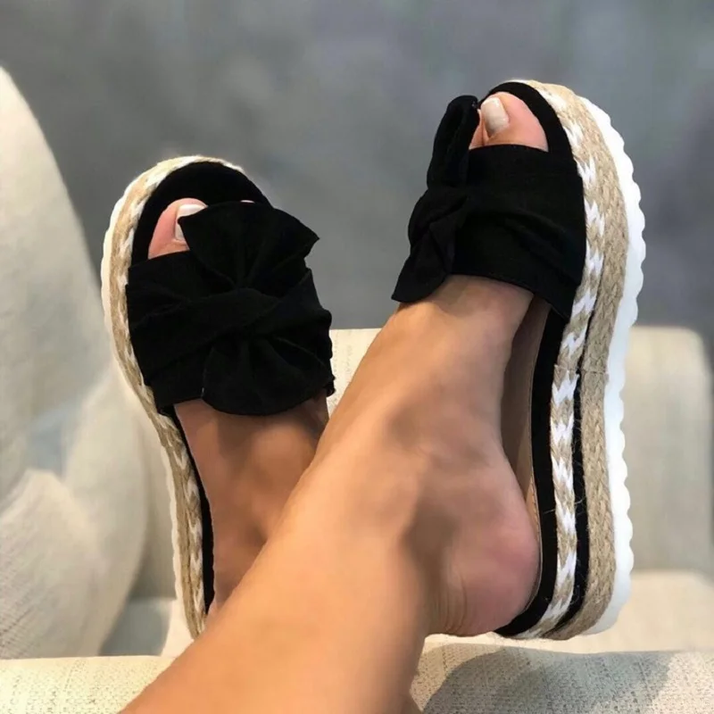 Sandálias plataforma com cunhas para mulheres, sapatos, chinelos, saltos, elegantes, verão