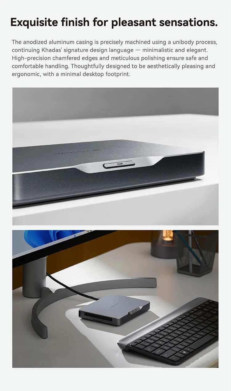 Khadas Mind 2, Pocket Mini PC with Intel Core Ultra 7 155H, 5.55Wh Battery, Thunderbolt 4, 8K, Win 11 Home, Micro Desktop Comput