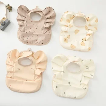 Bavaglino Impermeabile per Neonati e Bambini, Asciugamano con Volant per Alimentazione, Bavaglino Cartone Animato per Neonato e Bambina