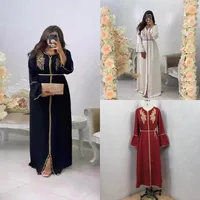 Embroidery Beads Women Dubai Party Dresses Eid Elegant Muslim Zipper Long Abaya Arab Prayer Party Gowns Clothes